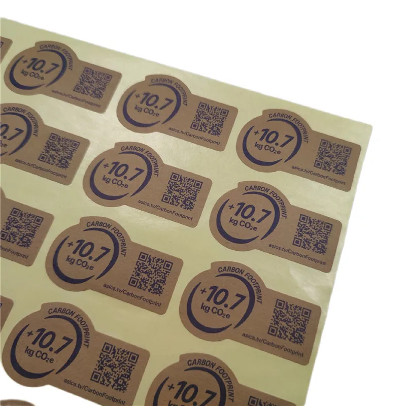 eco friendly custom graphic kraft stickers paper labels round corner brown kraft label green blue color