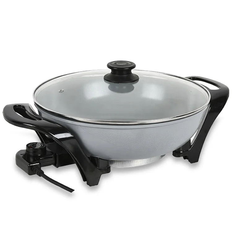 Round Non Stick Coating Smokeless Electric Skillets Cooking Hot Pot Boil Fry Stew Multi-Functional Kitchen Utensils