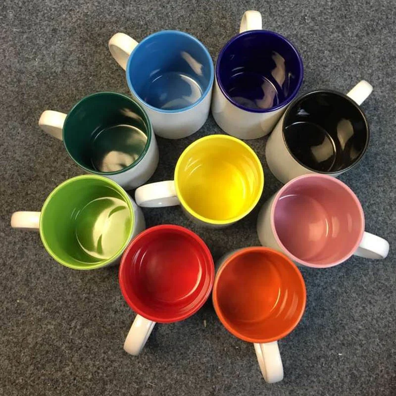 11oz Sublimation Inner Color Mugs With Color Handle For Christmas/Festival/DIY Cup Crafts