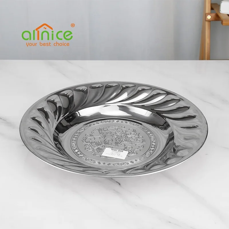 Africe hot selling stainless steel round tray 18cm 50cm grape plate