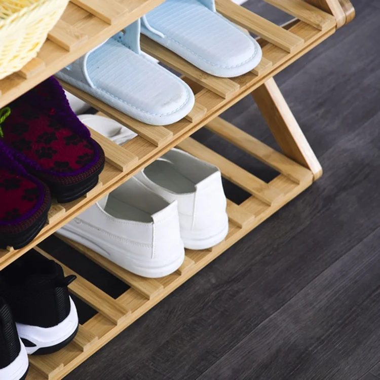Wholesale Foldable Portable No Assembly Shoe Rack for Entryways Shoe Organizer for Livingroom Wholesale Bamboo Home Furniture