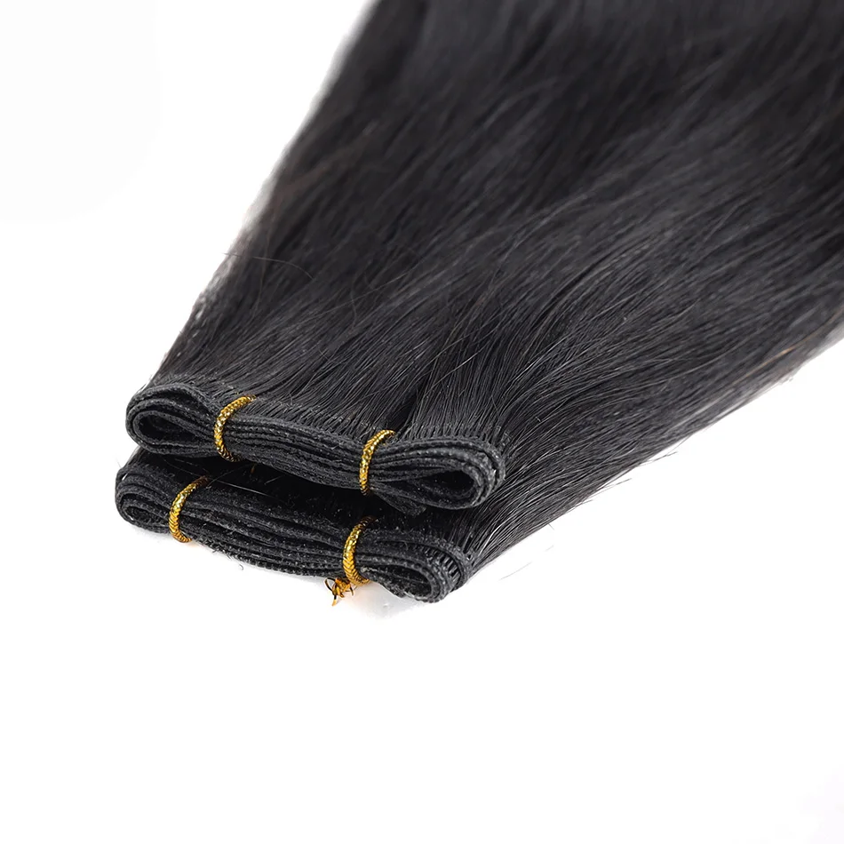 Factory Customized European Virgin Hair Thick End Invisible Weft No Return Hair Double Drawn Genius Weft Hair Extensions