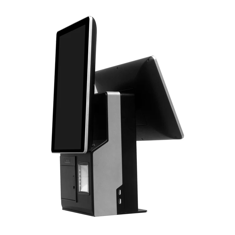 15.6 Inch All-in-One POS Terminal Machine with Dual Touch Screen Cash Register Printer and Scanner