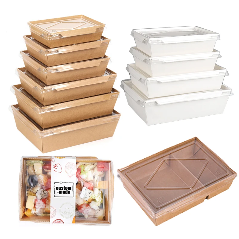 Custom Disposable Food Container Box Take Out Takeaway Package Kraft Paper Fast Food Box With Logo