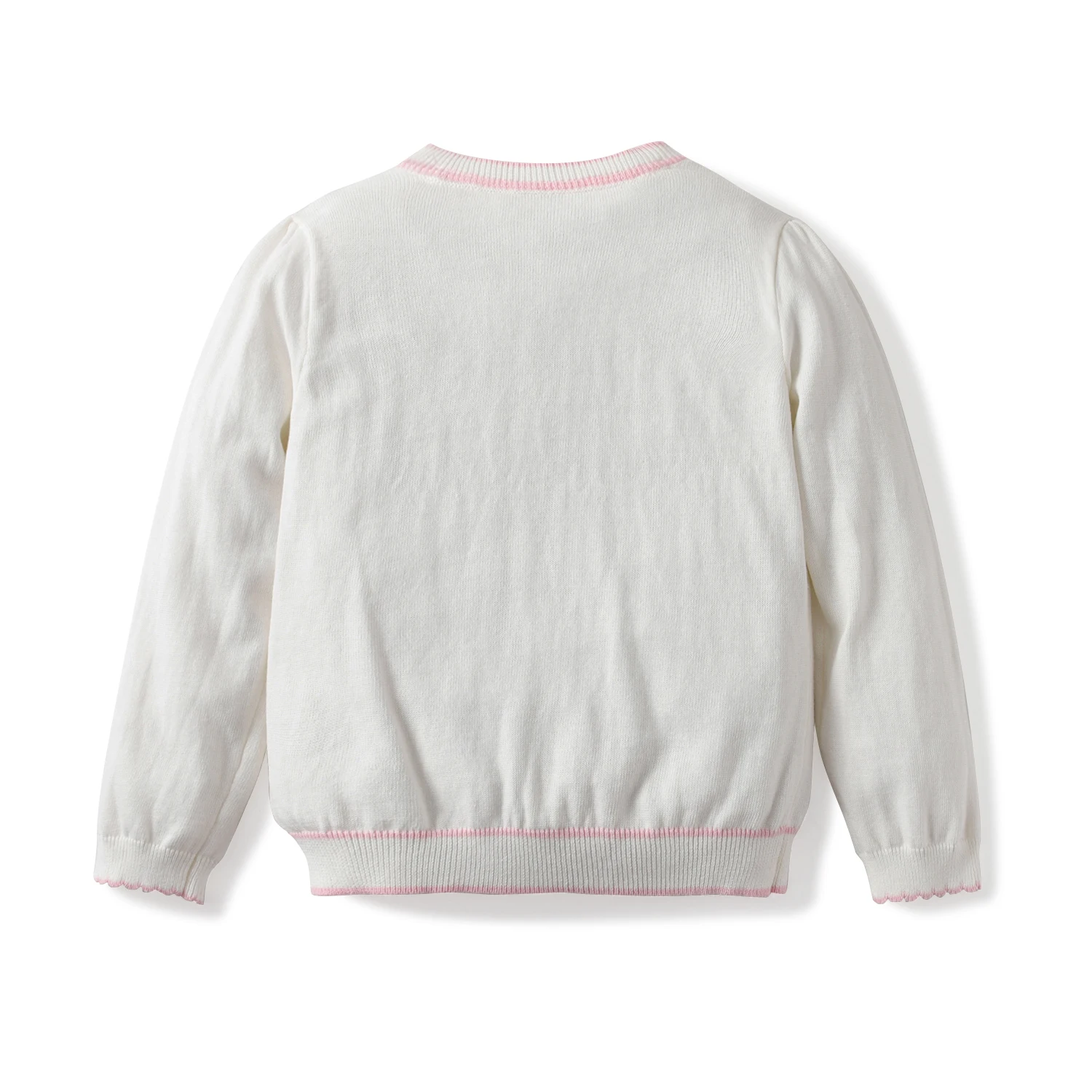 Custom ODM OEM Kids White Knitted Cardigan Organic Cotton Long Sleeve Bow Design With Button Baby Knit Sweater