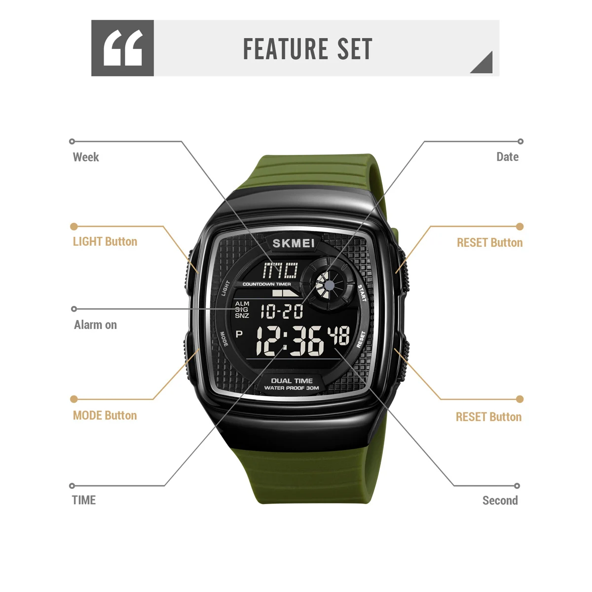 2024 SKMEI новые 2208 оптовая продажа с фабрики водонепроницаемые часы 50 м мужские качественные спортивные цифровые наручные черные