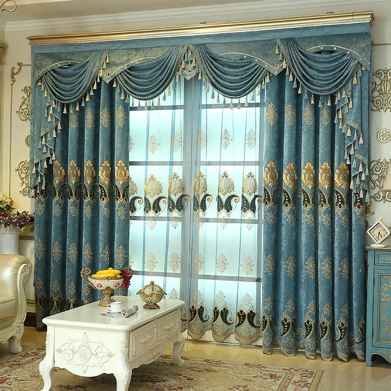 China Supplier Window Blackout Embroidered Luxury Curtains And Drapes