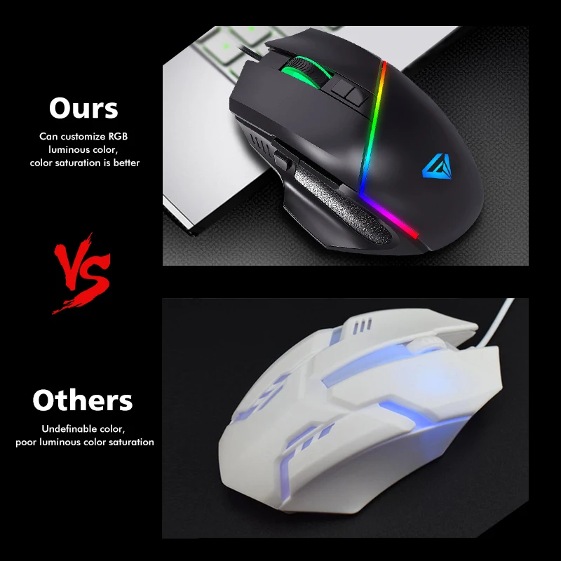 Mouse gamer OEM cheap glowing rgb 7 colors 6400dpi mice gaming mouse sem fio portatil macbook computer black mouse