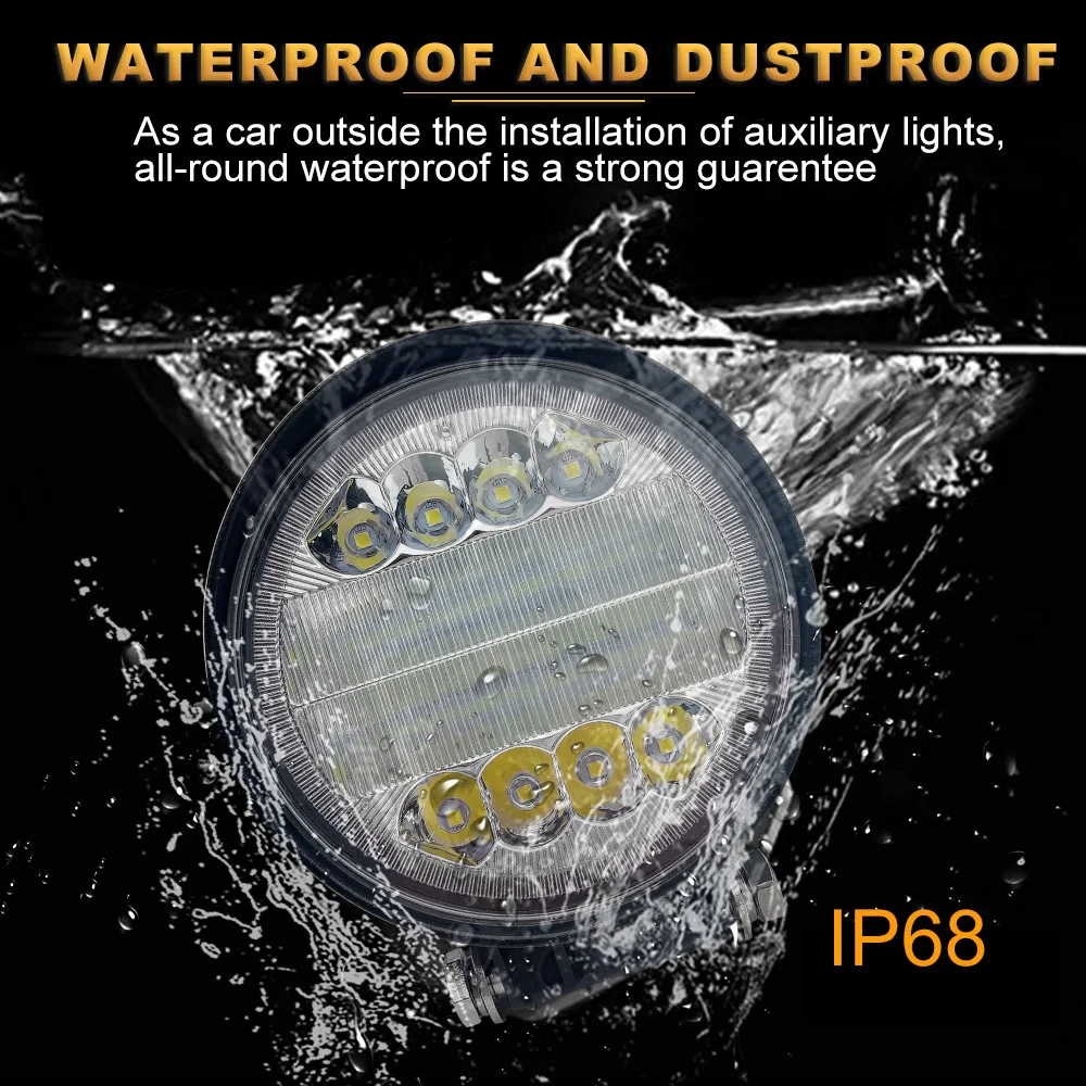 Easy To Install 3000Lm Round 12V 3000K Amber Angle Eyes 45W Truck 4X4 Led Auxiliary Driving Lights