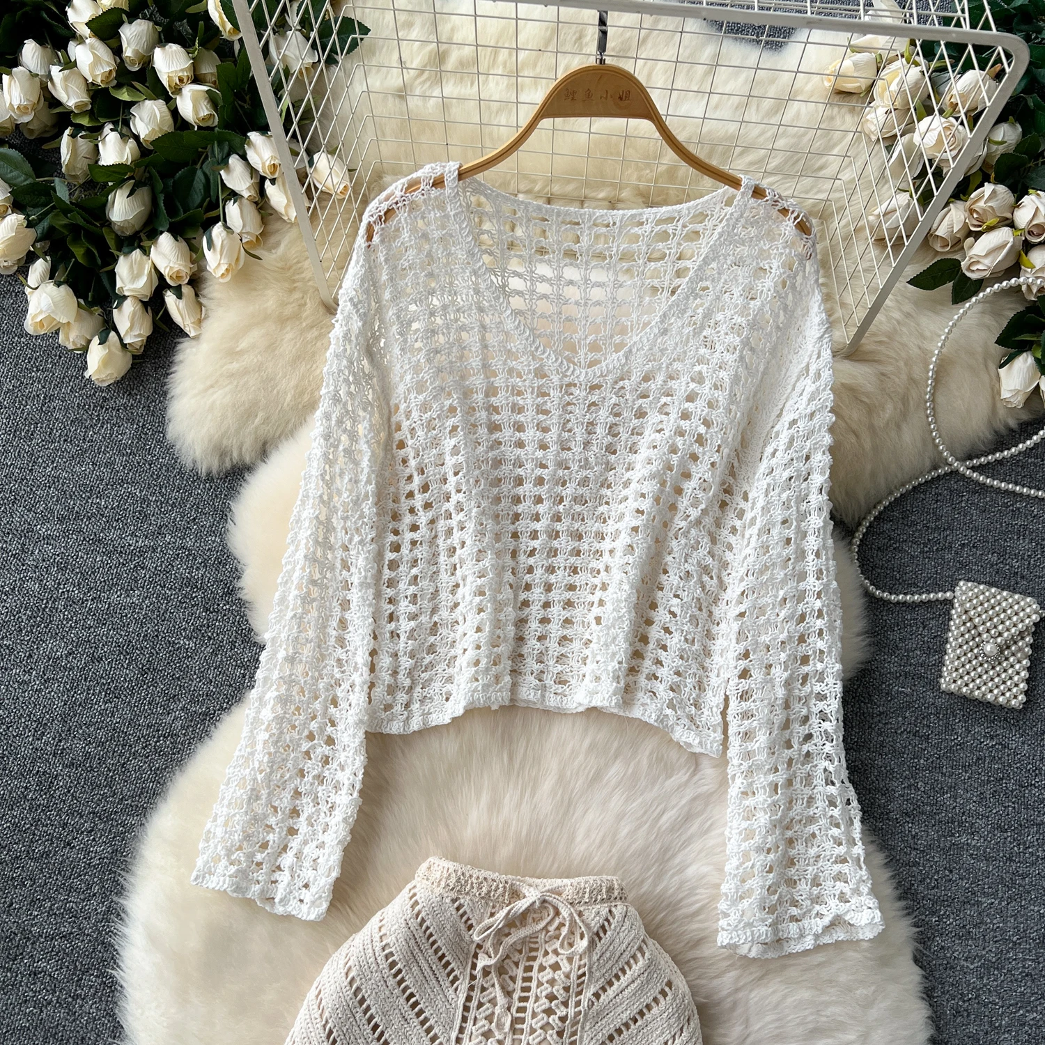 Korean Loose 2 Piece Set For Women Top And High Waist Slim Knitted Hip Skirts Set Ropa Wholesale