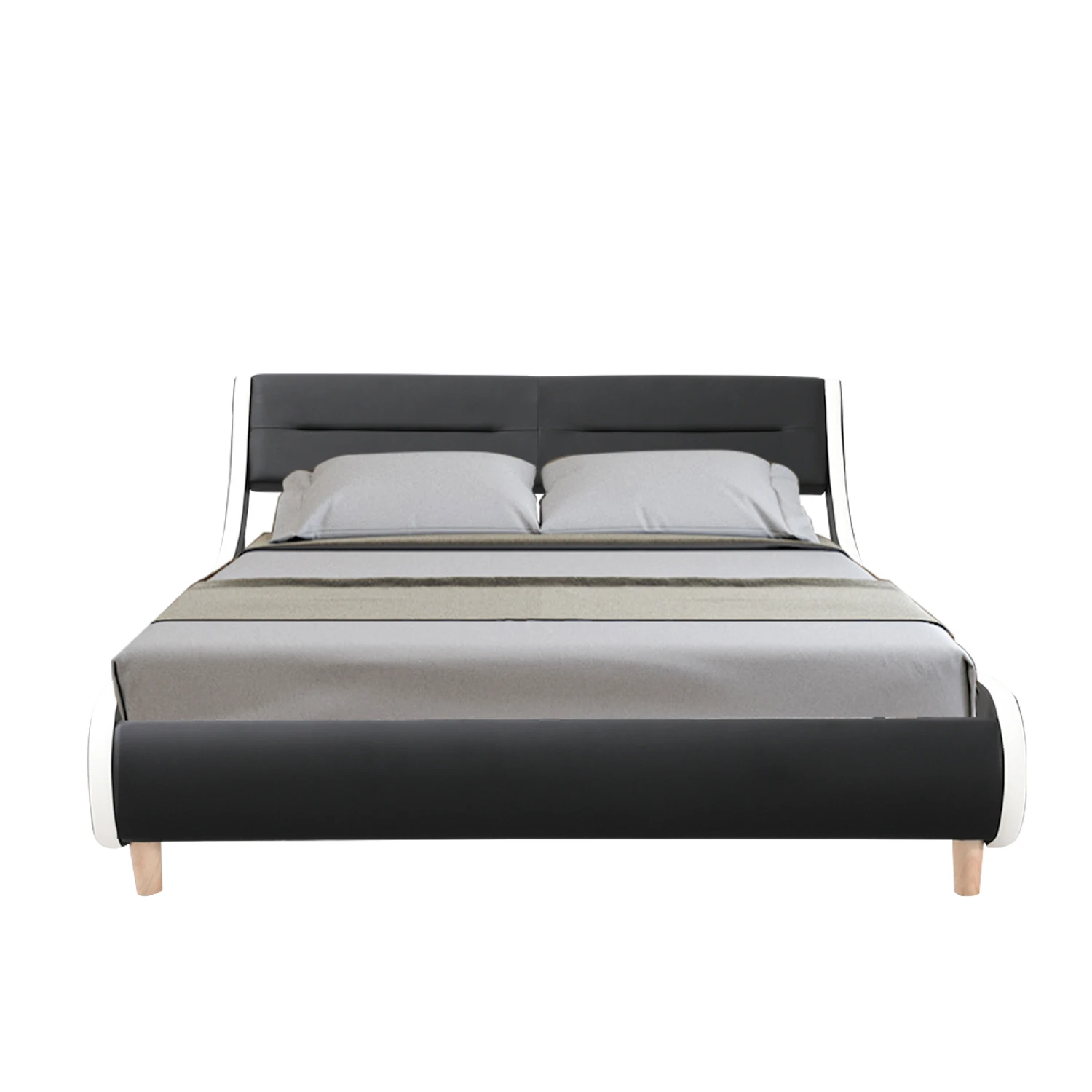 Modern Italy style 1.8m king size bed for bedroom leather upholstered bed simple italian light luxury fabric leather