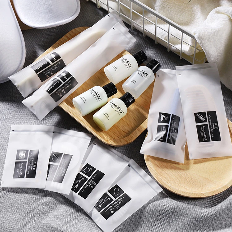 Customized Hight quality shampoo design package hotel bathroom amenities kit