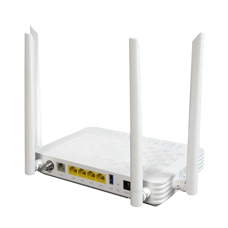 FTTH Module 4 GE Ports ONU 2.4G 5G Dualband Wifi 6 Router AX3000 VoIP USB Wifi6 Dual Band CATV ONT Modem