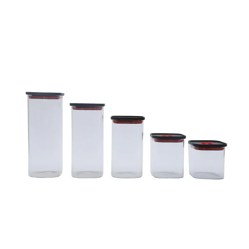 Hot Sale Rectangle Transparent Airtight Food Spice Glass Storage Jars With Breathable Lid