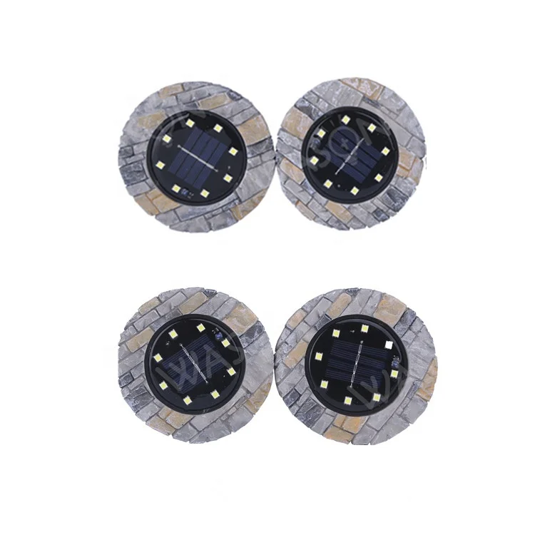 Wason Hot Sale 8LED Underground Solar Stone Disk Lights Lawn Led Solar Power Lamp Outdoor Garden Decorative Ground Marble Light