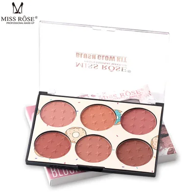 MISS ROSE 6-цветные Румяна натуральные стойкие прозрачные безвредные для кожи поднос 2 модели на