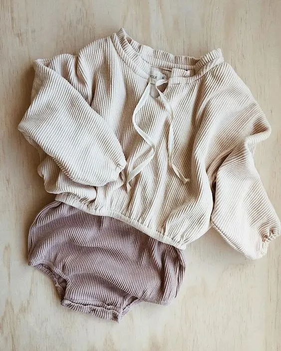 Winter Thick Rib Pattern Blush Tops Kids Boys Girls Casual Sweater Elastic Hem Shirts