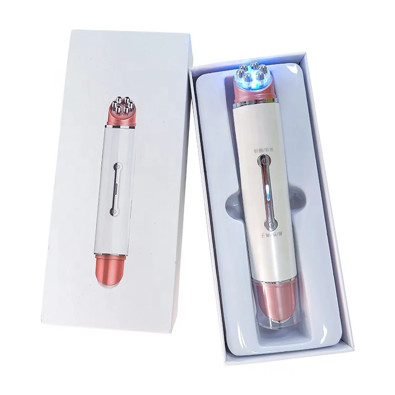 Rechargeable ems Vibration massage led red blue light Beauty Pen Hot Compress Eye Massager Ionic Magic Eye Wand Beauty Device