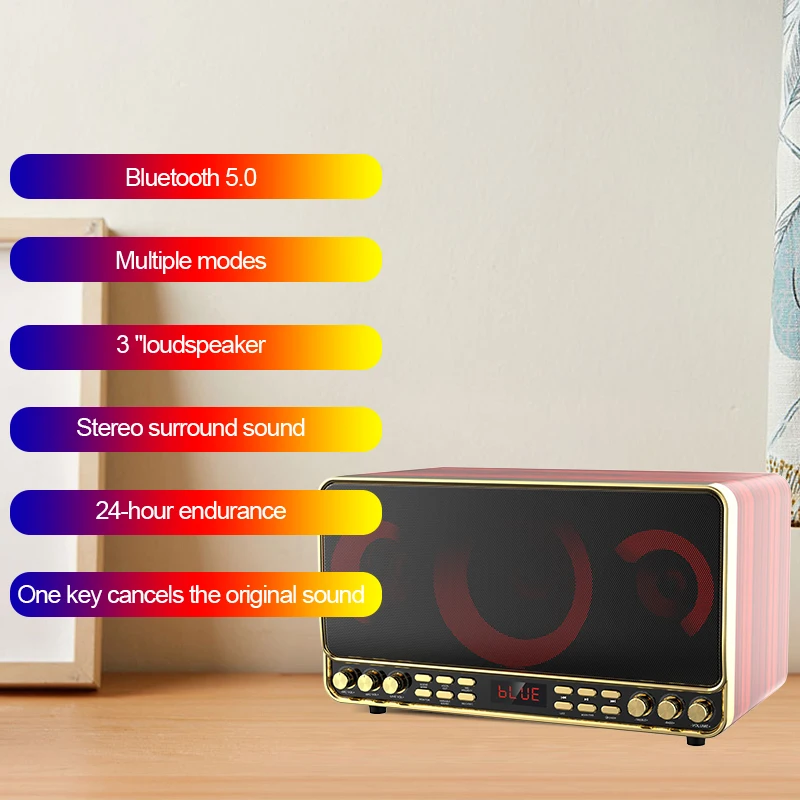 2023 sell well leather wooden box Portable retro Bluetooth speaker  wireless music retro bluetooths speaker