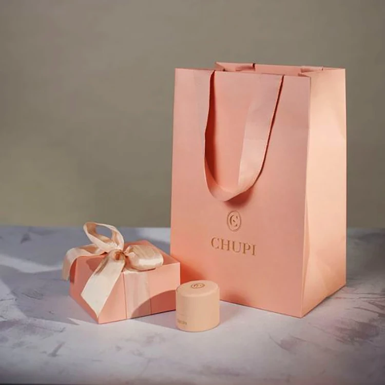 Luxury Custom Logo Large Small Retail Store Clothing Jewelry Packaging Shopper Gift Paper Bag With Bow Tie Ribbon Handles