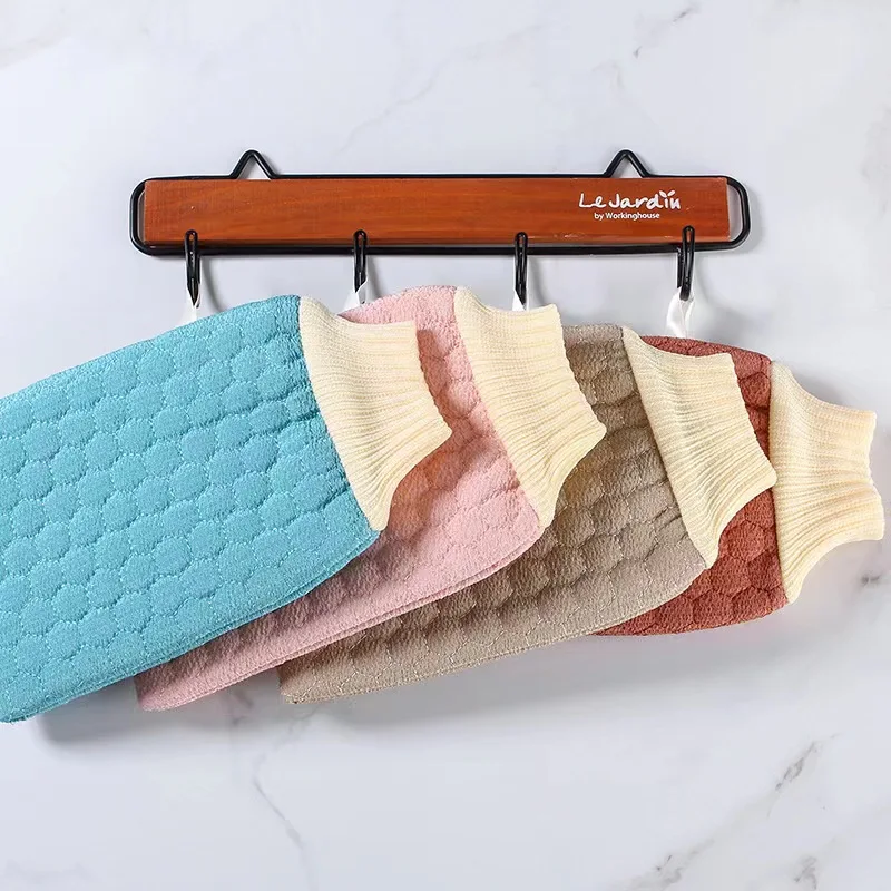 Korean Luxury Magic Natural 22*14cm Exfoliating Bath Mitts Customized Body Silk Gloves with Private Logo Scrubber Type