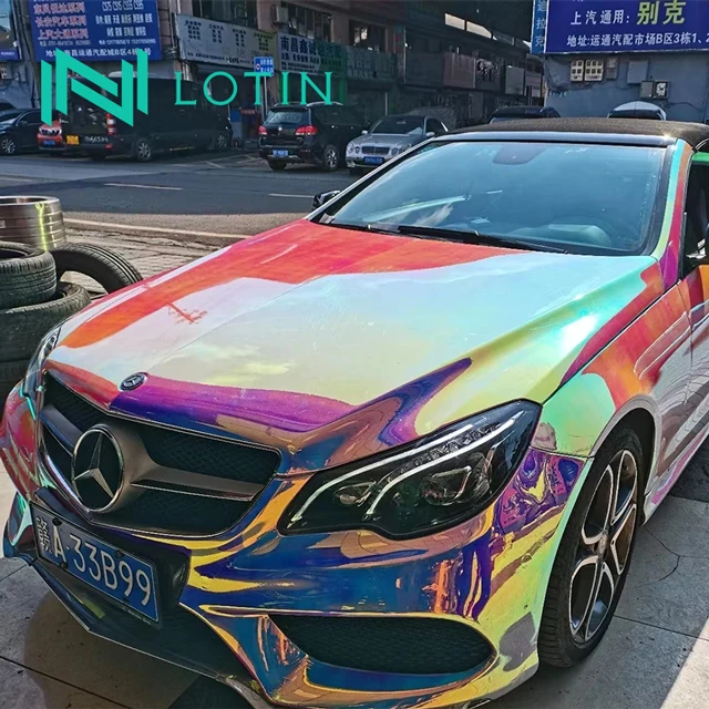 1 52*18 м Радужная хромированная белая меняющая цвет Автомобильная виниловая наклейка пленка оберточная