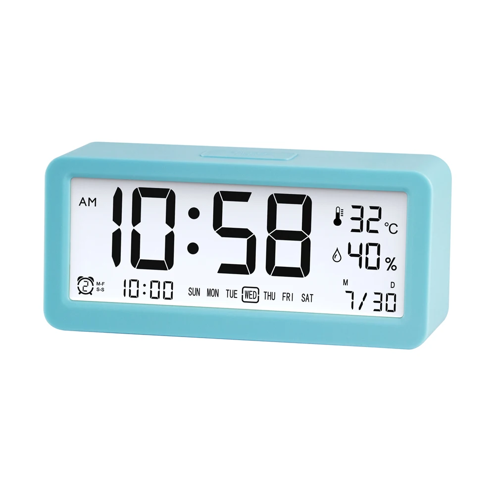 Atomic Large Table Calendar Alarm Clock with 3 Alarms , Indoor Temperature and Humidity ET745A
