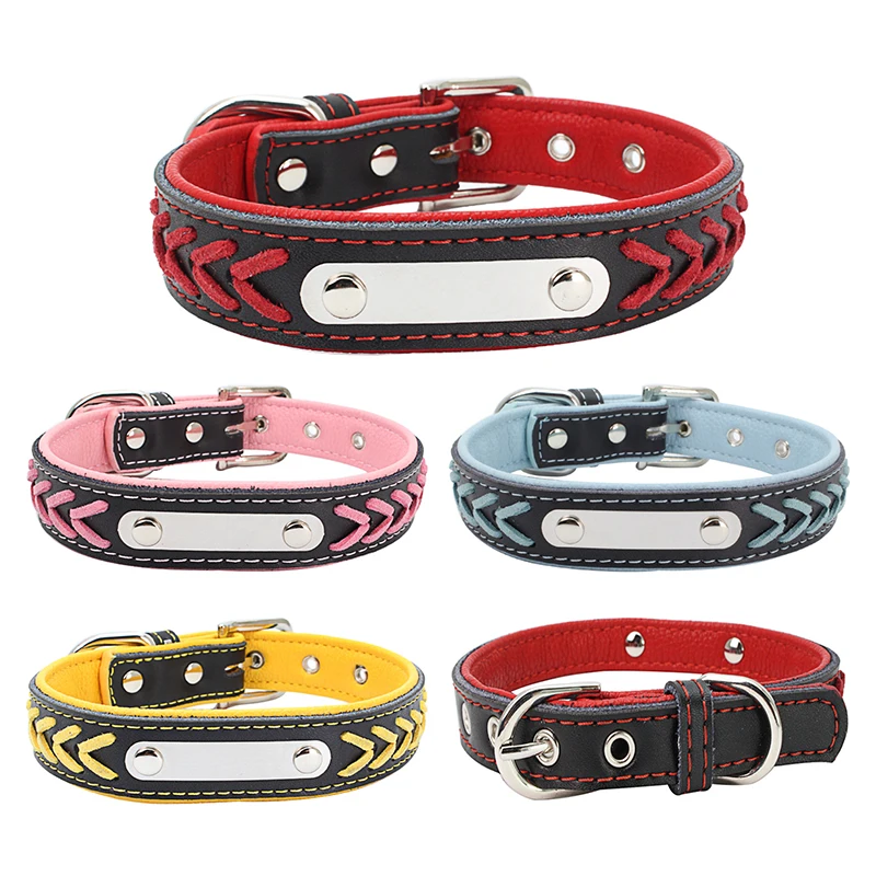 Customized Logo Wholesale Pet Dog Cat Collar Creative Design Leather Woven Material Durable Comfortable with Premium Quality