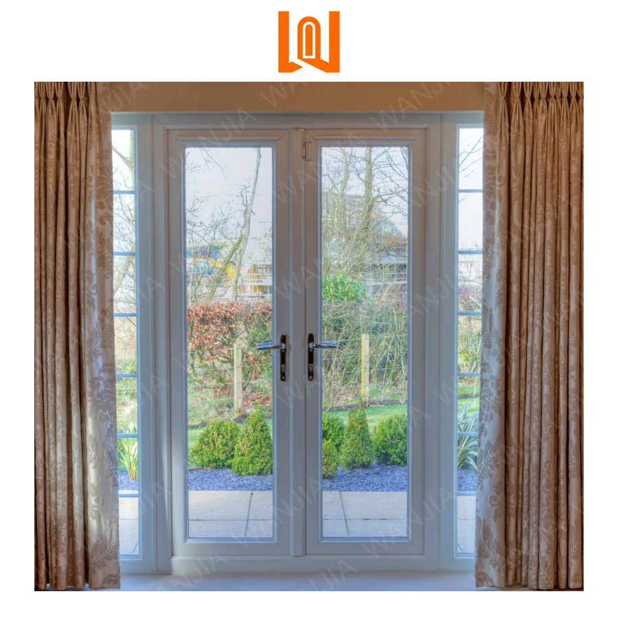 European Courtyard Doors Double Panel Glass French Plastic Entry Vinyl Patio Doors