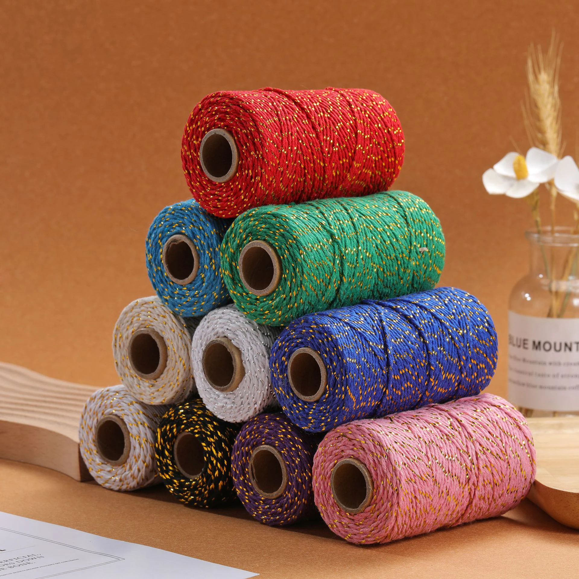 Charmkey MACRAME CORD 2MM NATURAL COTTON ROPE TWISTED for Macrame