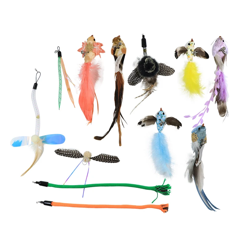 Cute Bird Shape Replacement Head Cat Toys Wands Cat Toys Interactive Training Pet Toys For Dogs And Cats