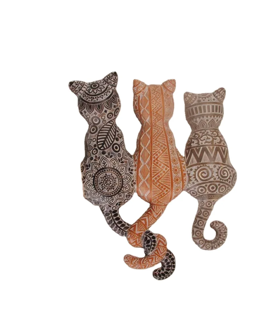Resin home decorations resin animal figurines four units colors cats group wall hanging sculptural gifts