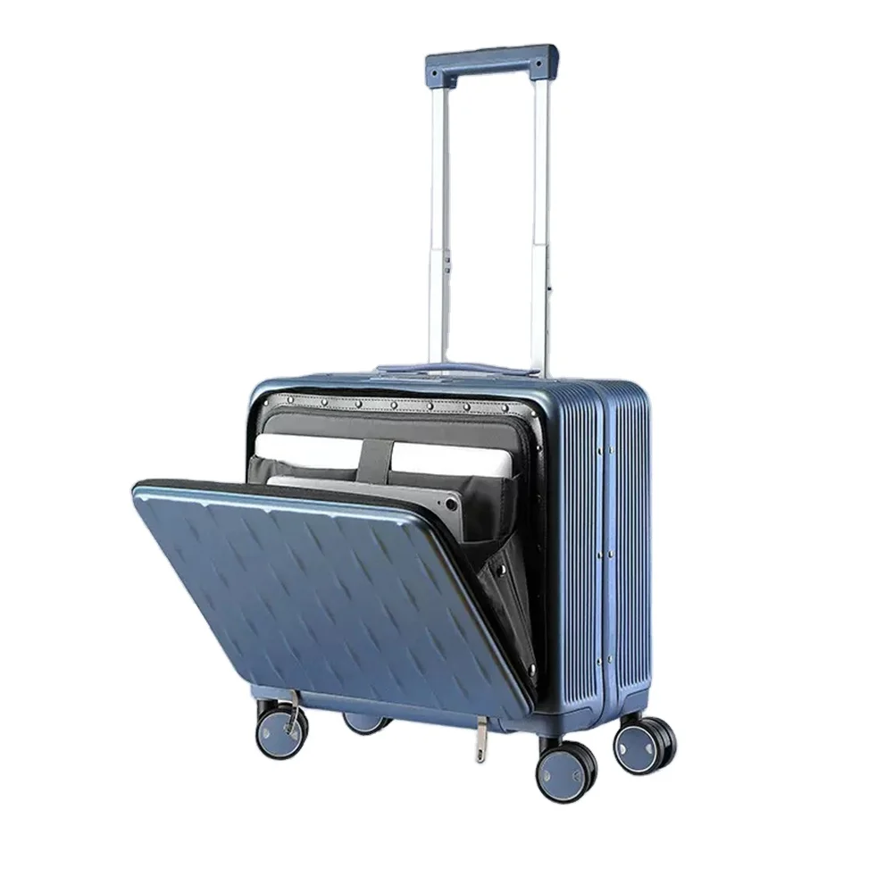 18 Inch Front Open Boarding Suitcase With TSA Lock Aluminum Alloy Trolley