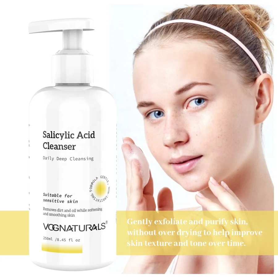 Private Label Natural Vegan And Gentle Exfoliating Formula Face Wash Daily Deep Cleansing Anti Acne Salicylic Acid Face Cleanser