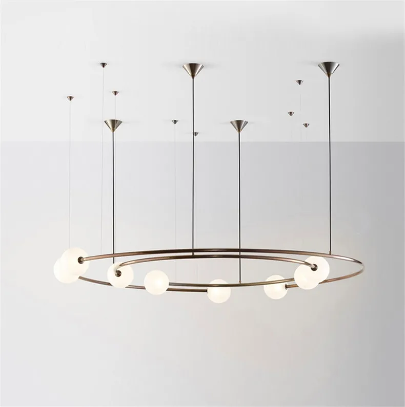 Simig lighting modern creative round metal pendant light fixtures glass small ball bean interior chandelier parts