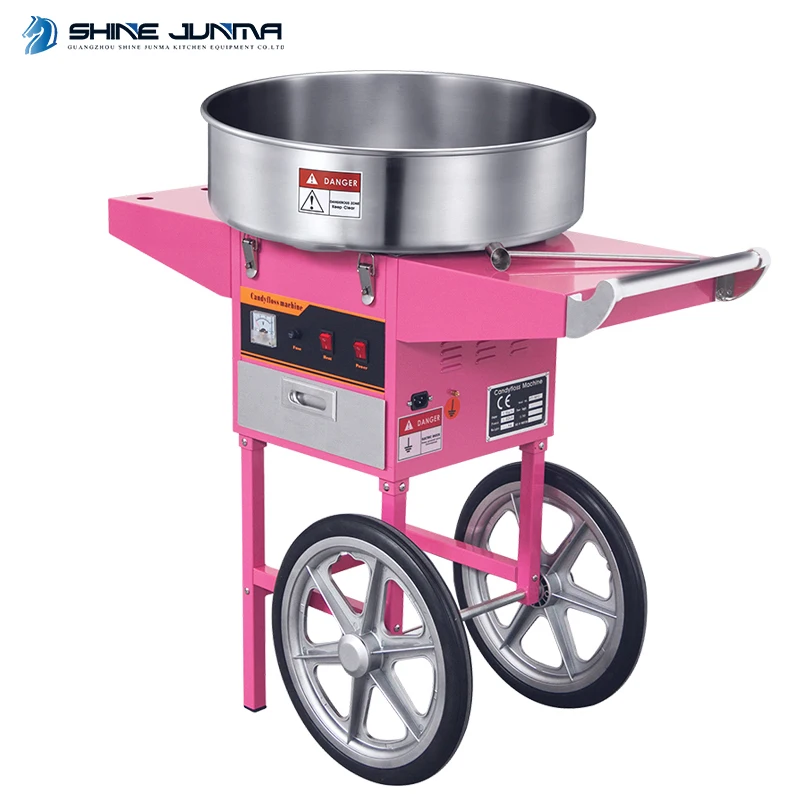 220V Sugar Floss Flower Commerical Cotton Candy Machine Maker High Capacity Cotton Candy Machine Cotton Candy Machine With Cart