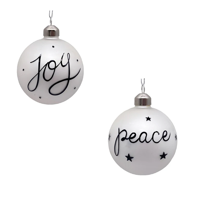 Custom Logo Hollow Christmas Ornament Ball Glass White Ornament Ball Christmas Tree Decoration