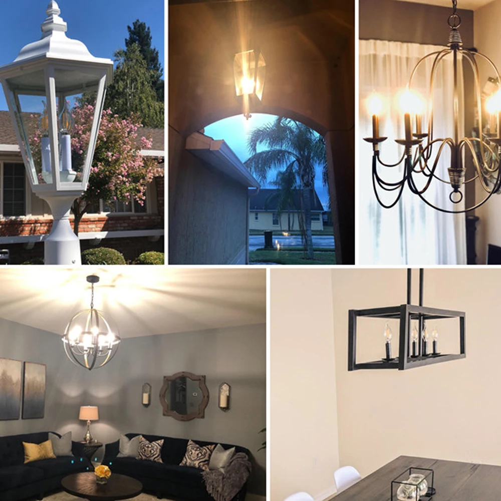 
E12/E14 AC 110V 120V 60Hz Dimmable LED Edison Filament Candle Light Bulb 2W 4W 6W Replace 20w 40w 60W Incandescent Lamp Lighting 