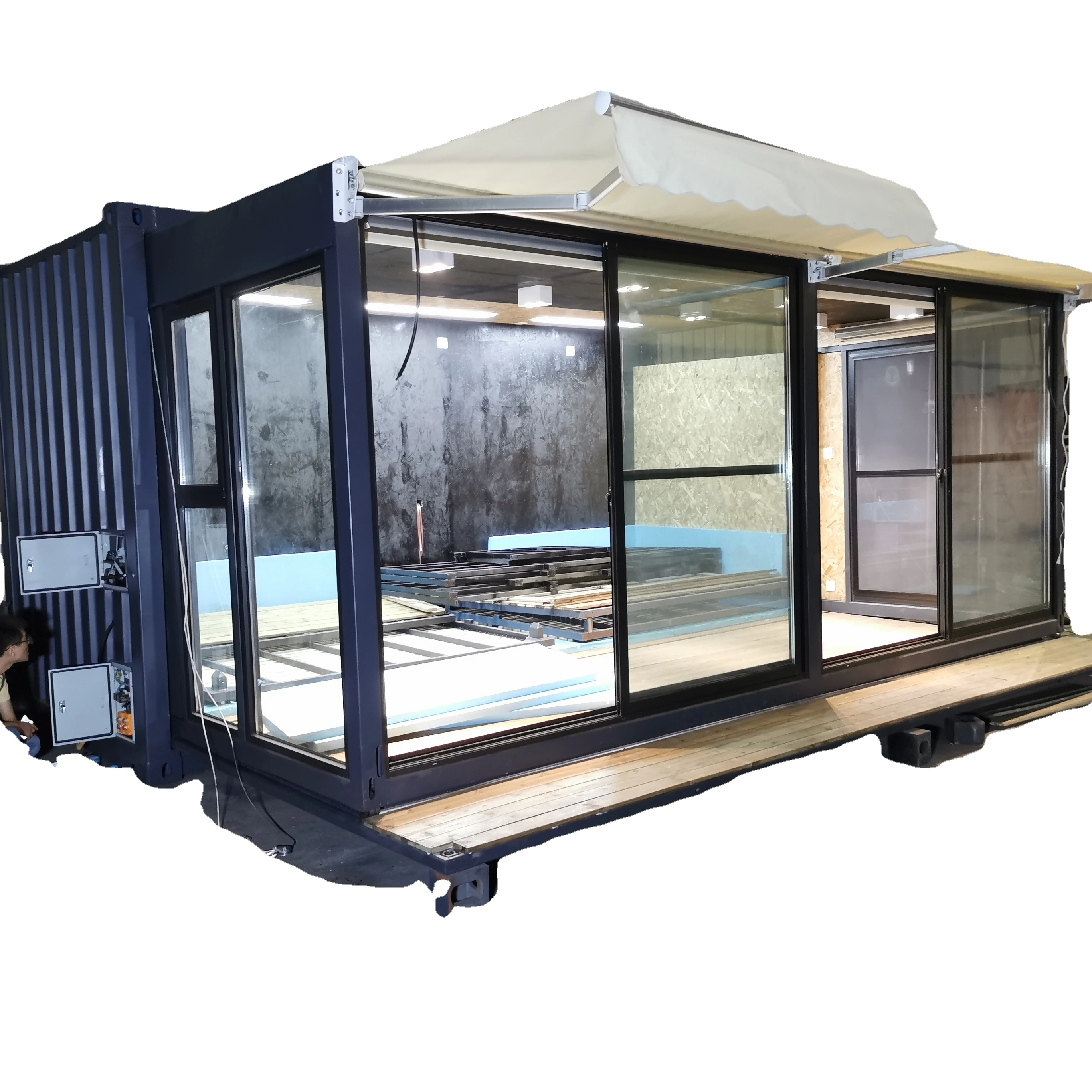 Prefabricated expandable expandable container house with stone finish