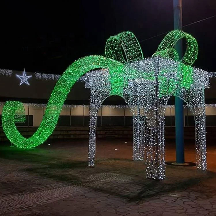 Christmas Decoration Outdoor waterproof Led Street Motif Round Cylinder 3d Gift Box motif light
