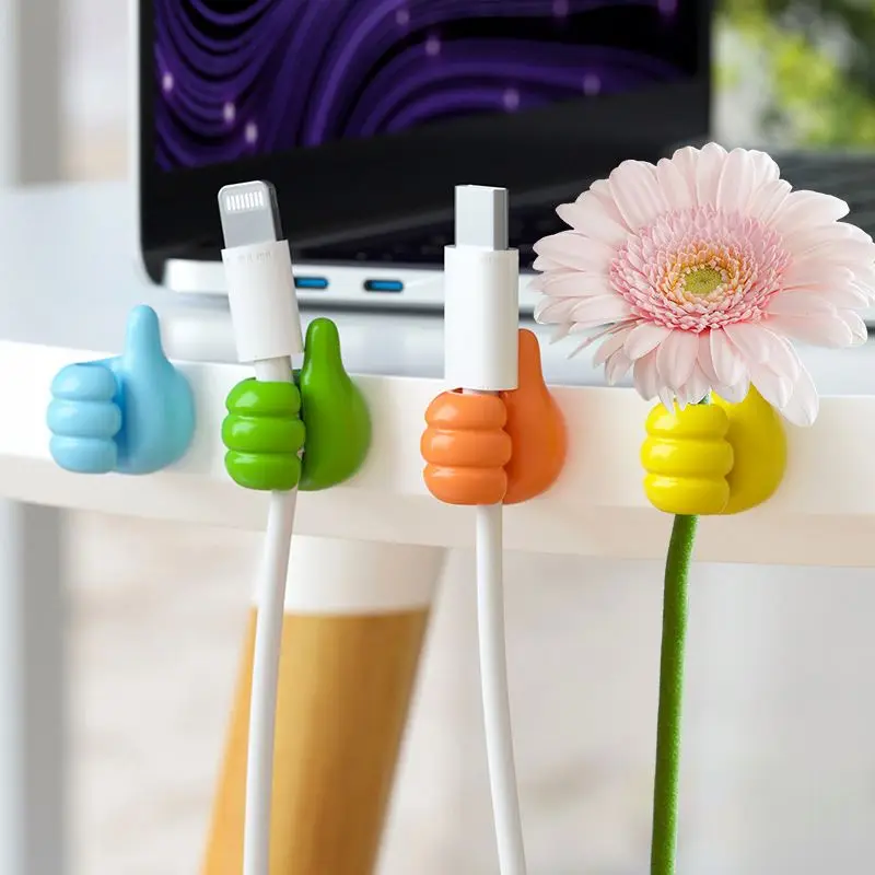 New Arrivals Thumb Hooks Wire Organizer Wall Hooks Hanger Strong Wall Storage Holder Black Storage Holders & Racks Single ABS