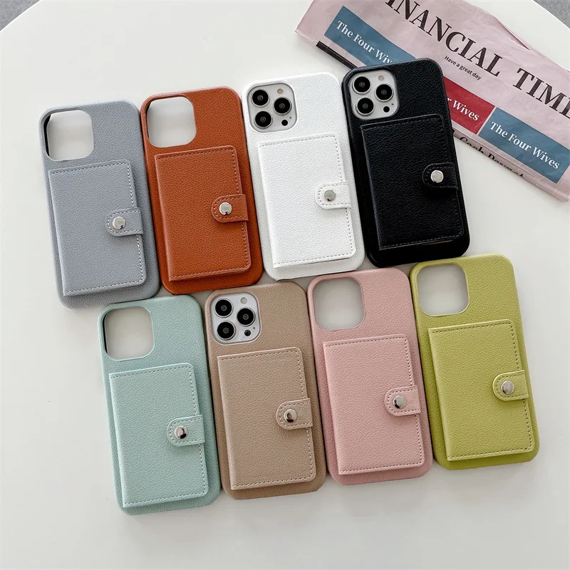 Function PU Luxury Card Holder For Iphone 14 13 12 11 Pro Max Half A Leather Phone Case with Card Holder