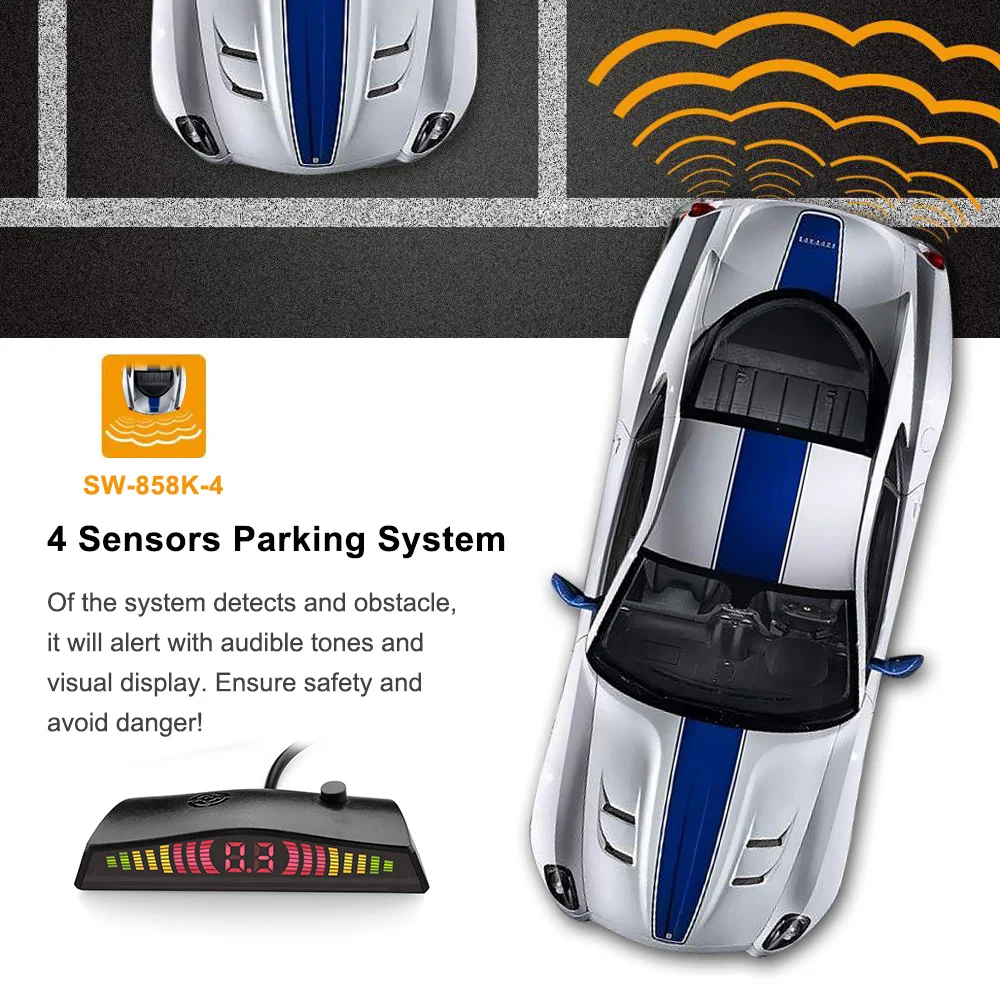 Parking lot sensor work automatically 4 sensors LED display parking sensor system