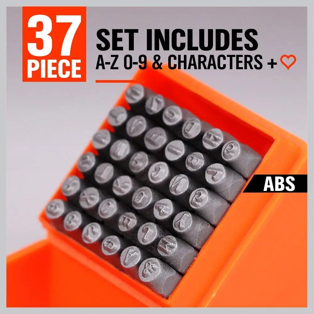  37-Piece Number & Capital Letter Stamp Set 3mm Metal alphabet punches hand