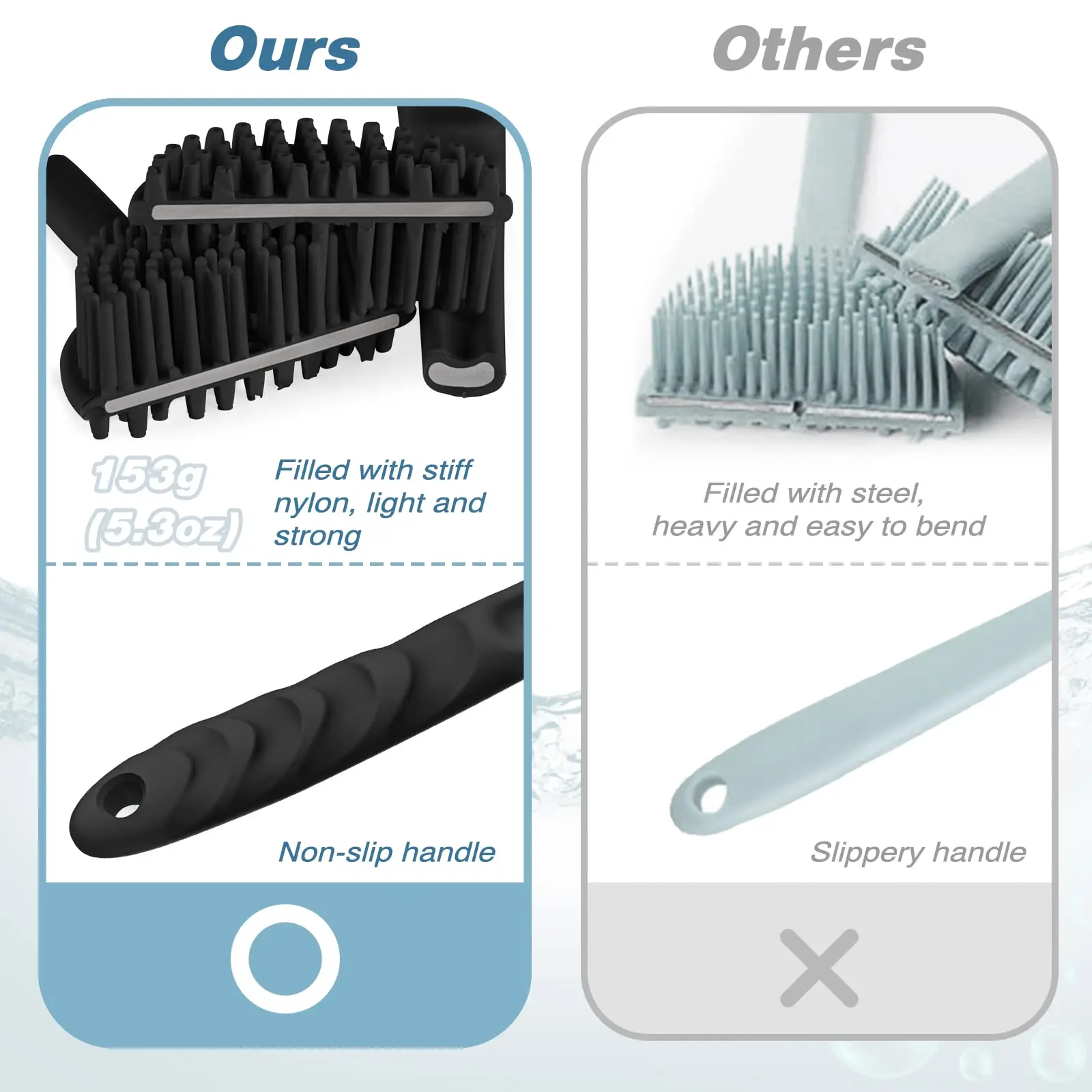 With 15-inch Long Handle Body Scrubber Silicone Back Scrubber for Bath Shower