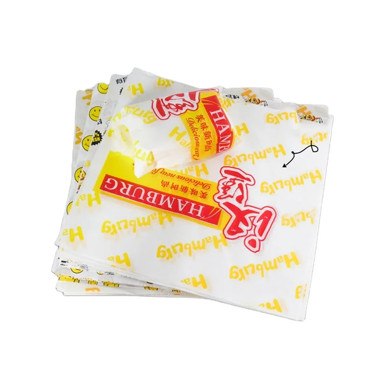 Custom Logo Size Printed Grease Proof Wrapping Paper Food Fast Food Packing Paper Coated Paper