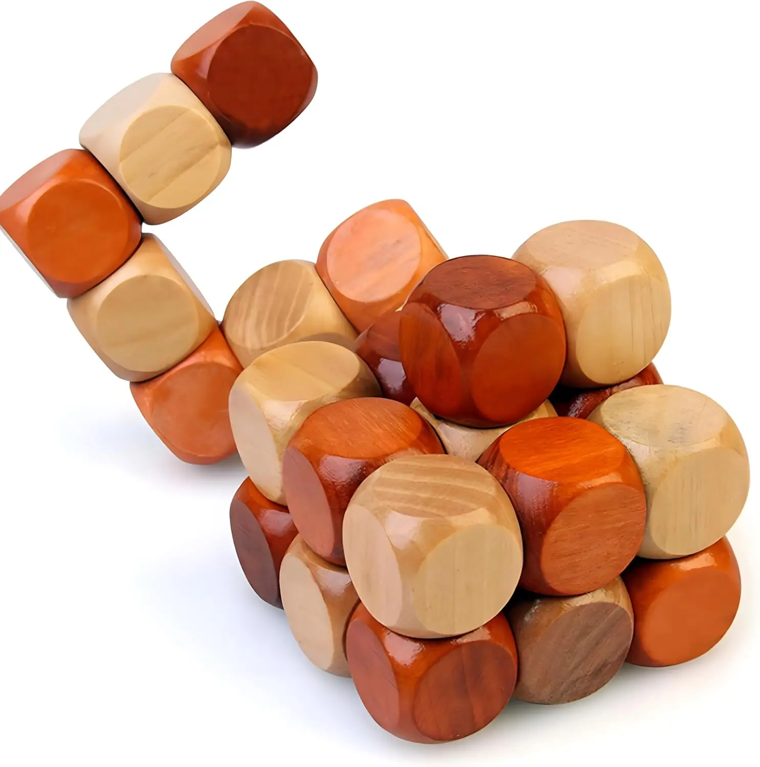 3D Wooden toy Brain Teaser Cube Puzzle Toy Snake Shape Cube Educational Brain Teaser IQ Mind Game for kids toy