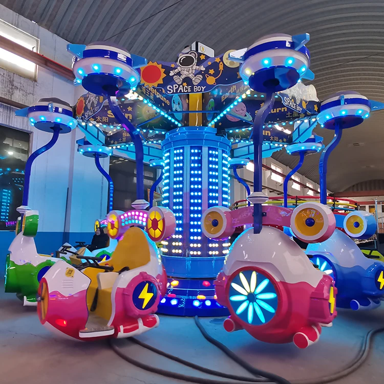Popular commercial customized kiddie amusement park rides travel through space flying car ride for sale
