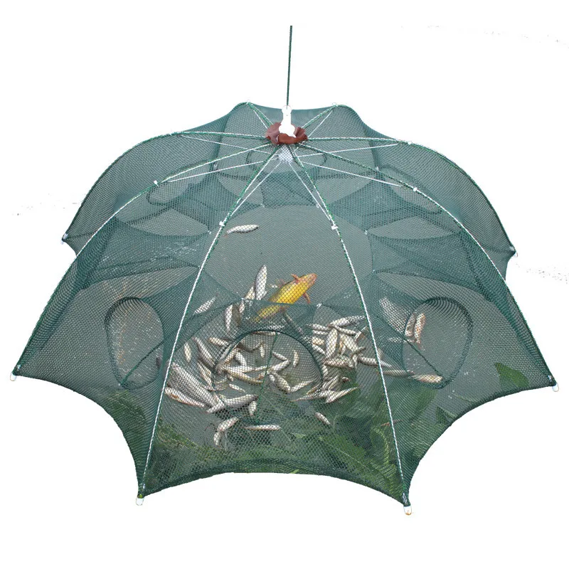China nylon Strong 4-22 Holes umbrella automatic fishing trap cage fish net trap