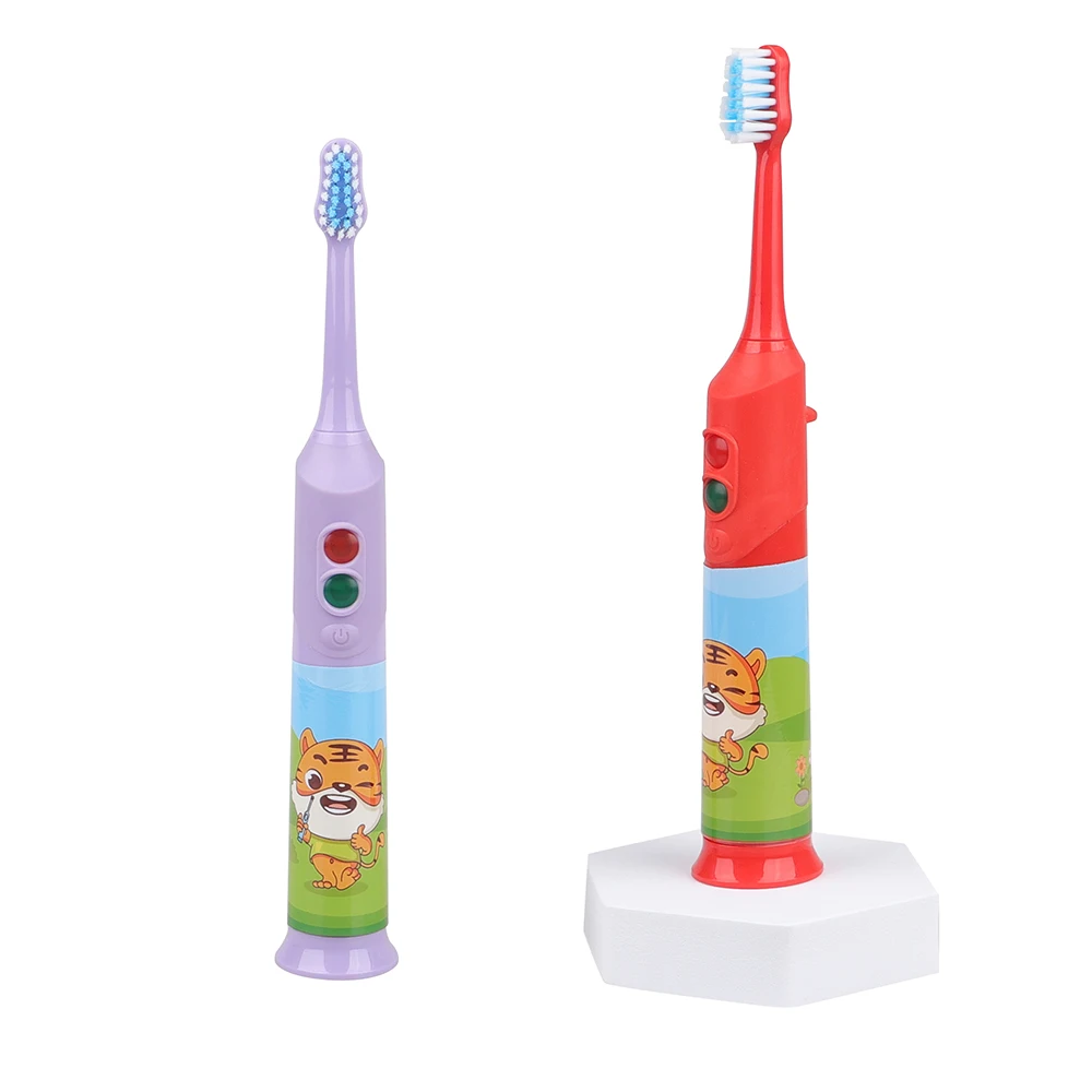 Лидер продаж вращающаяся Детская электрическая зубная щетка с мигающим светом и мультяшным дизайном